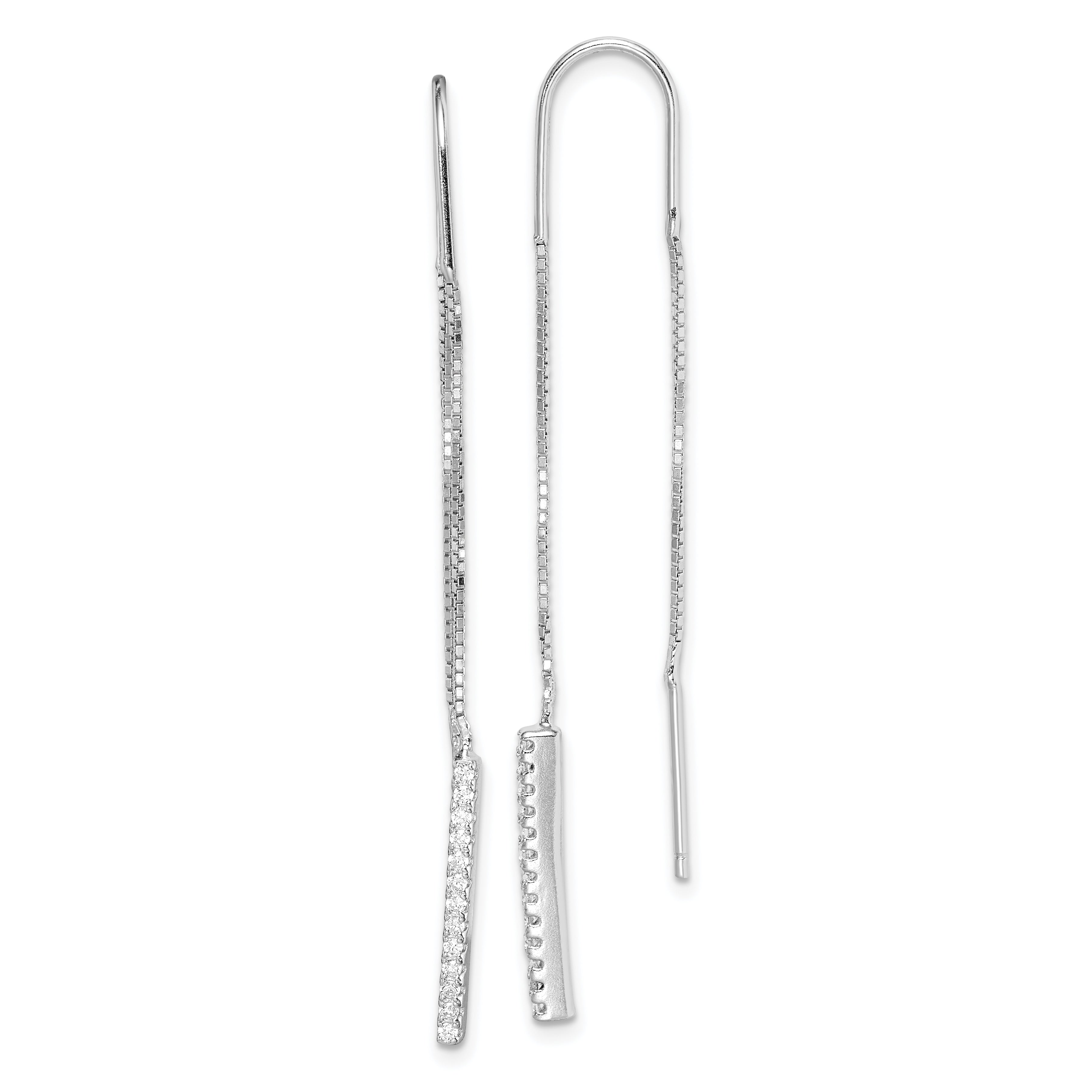 Sterling Silver Rhodium-plated CZ Threader Earrings Main image