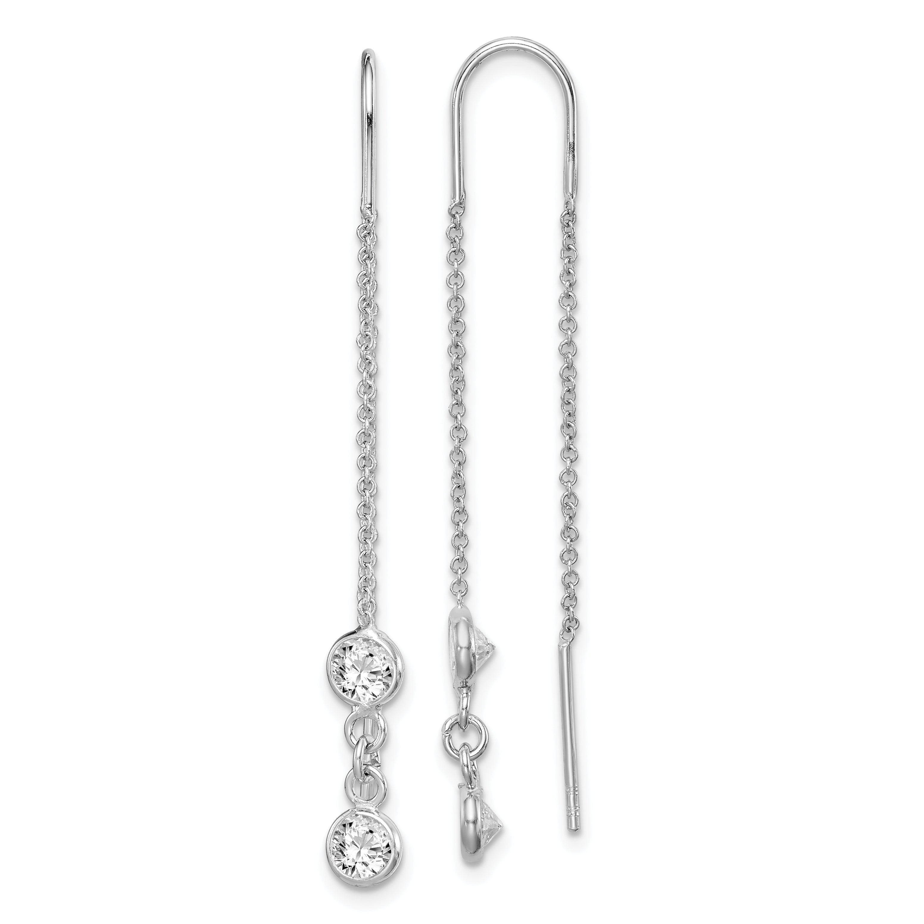 Sterling Silver Rhodium-plated CZ Threader Earrings Main image