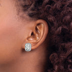 Cushion Cubic Zirconia Halo Stud Earrings in Sterling Silver, 11.05mm - Sophia Jewelers