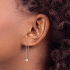 Sterling Silver Rhodium-plated CZ Bezel Chain Threader Earrings