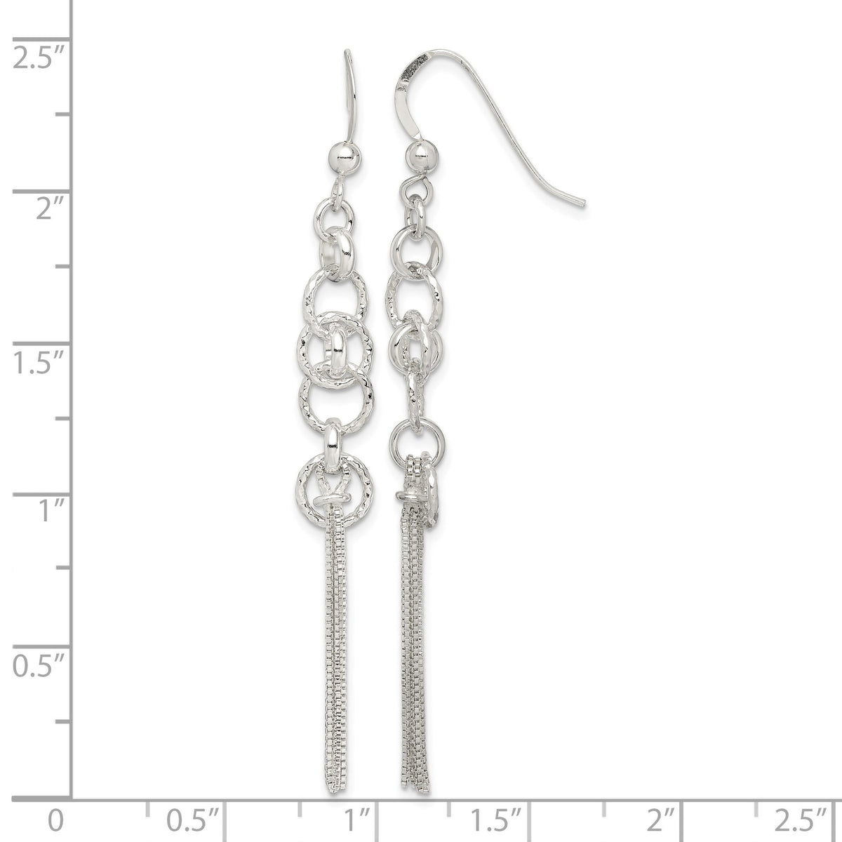 Circle & Multi-Strand Chain Dangle Earrings in Sterling Silver - Sophia Jewelers