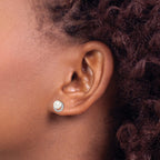Freshwater Pearl Cubic Zirconia Stud Earrings in Sterling Silver, 5-6mm - Sophia Jewelers