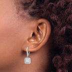 Square Cubic Zirconia Leverback Earrings in Sterling Silver - Sophia Jewelers