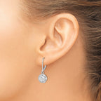 Cubic Zirconia Halo Leverback Earrings in Sterling Silver, 6mm - Sophia Jewelers