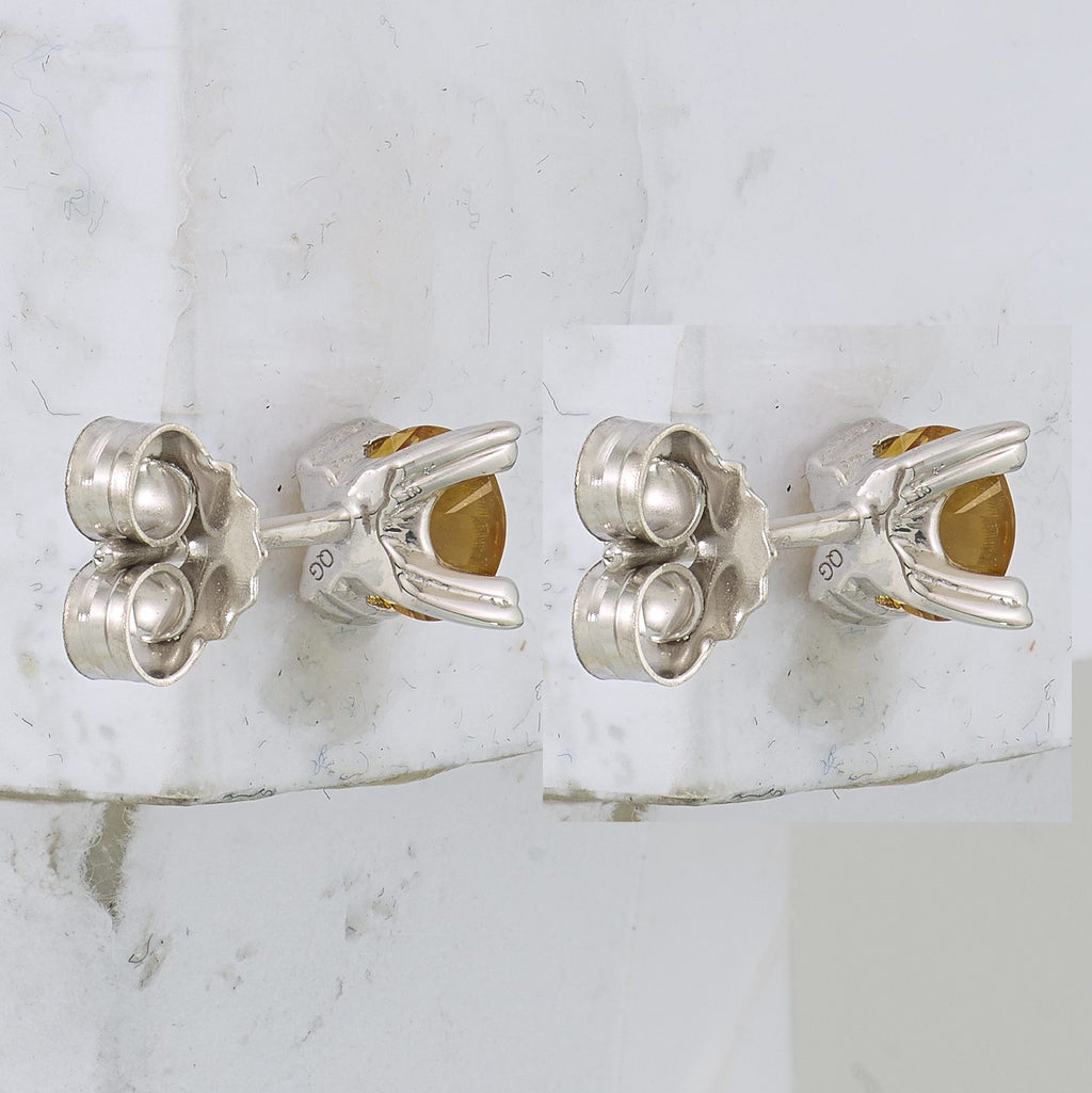 Round Citrine Stud Earrings in Sterling Silver, 5mm - Sophia Jewelers