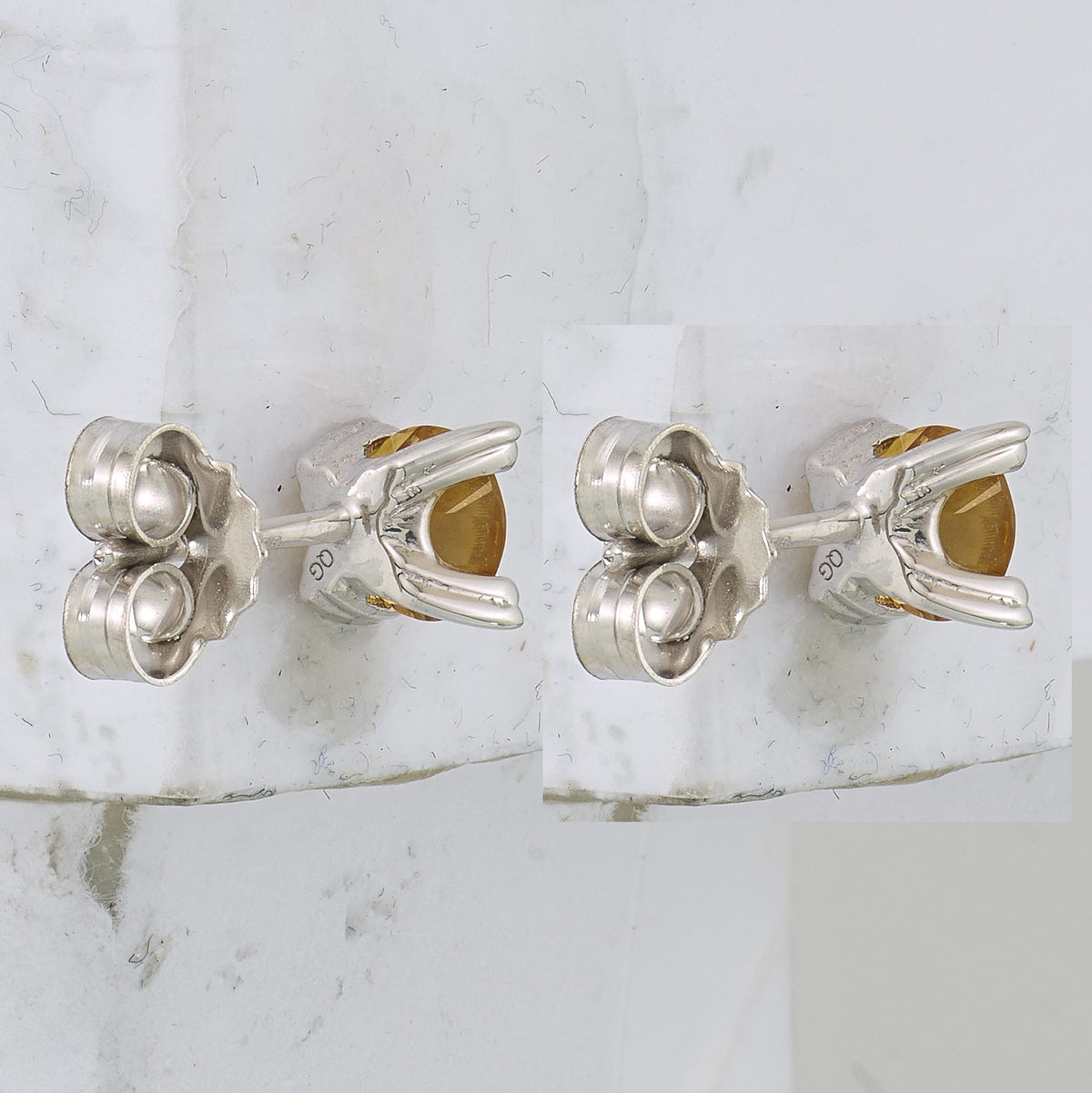 Round Citrine Stud Earrings in Sterling Silver, 5mm - Sophia Jewelers