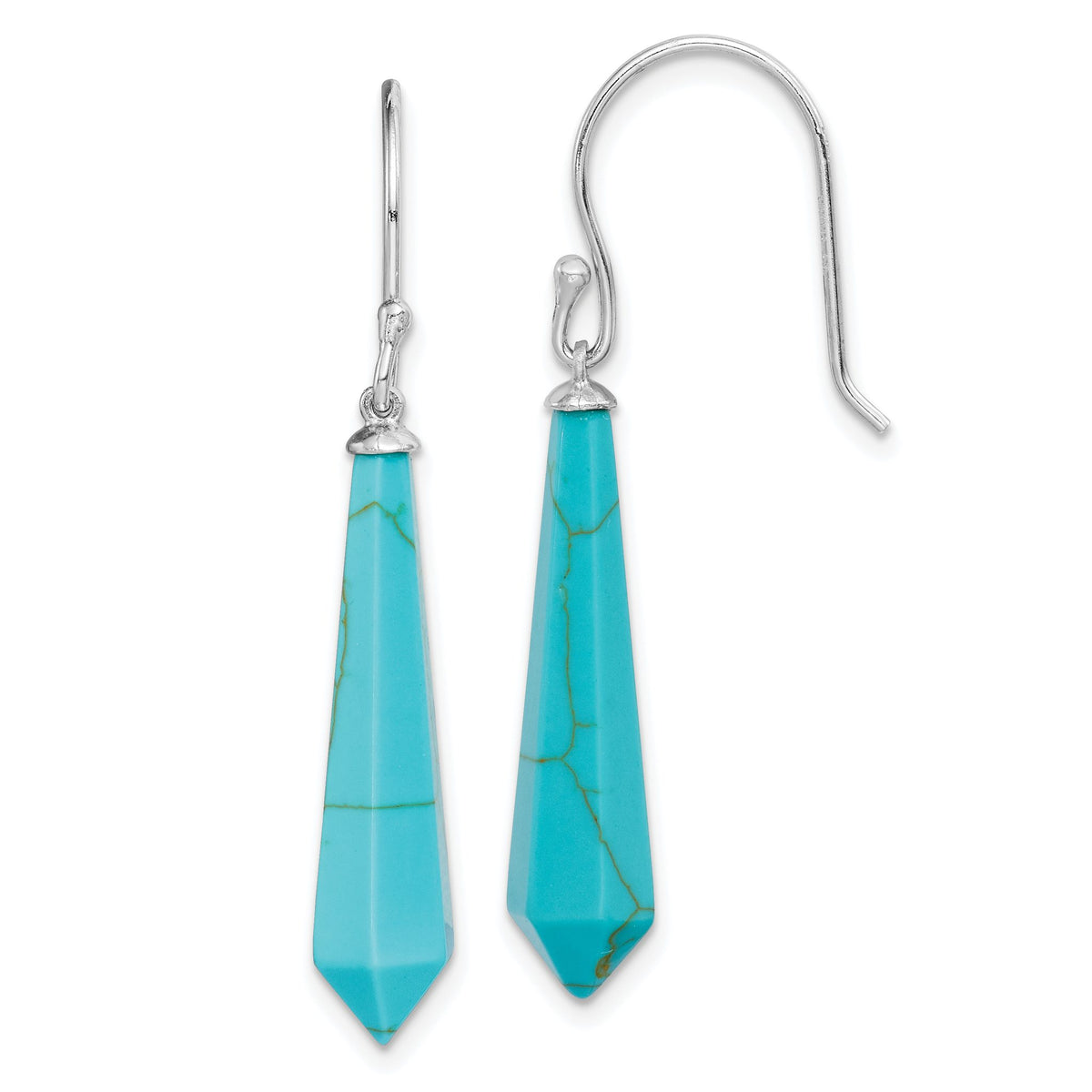 Turquoise Point Dangle Earrings in Sterling Silver, 6x25mm - Sophia Jewelers Main image
