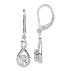 Sterling Silver Rhodium-plated Polished CZ Infinity Leverback Earrings