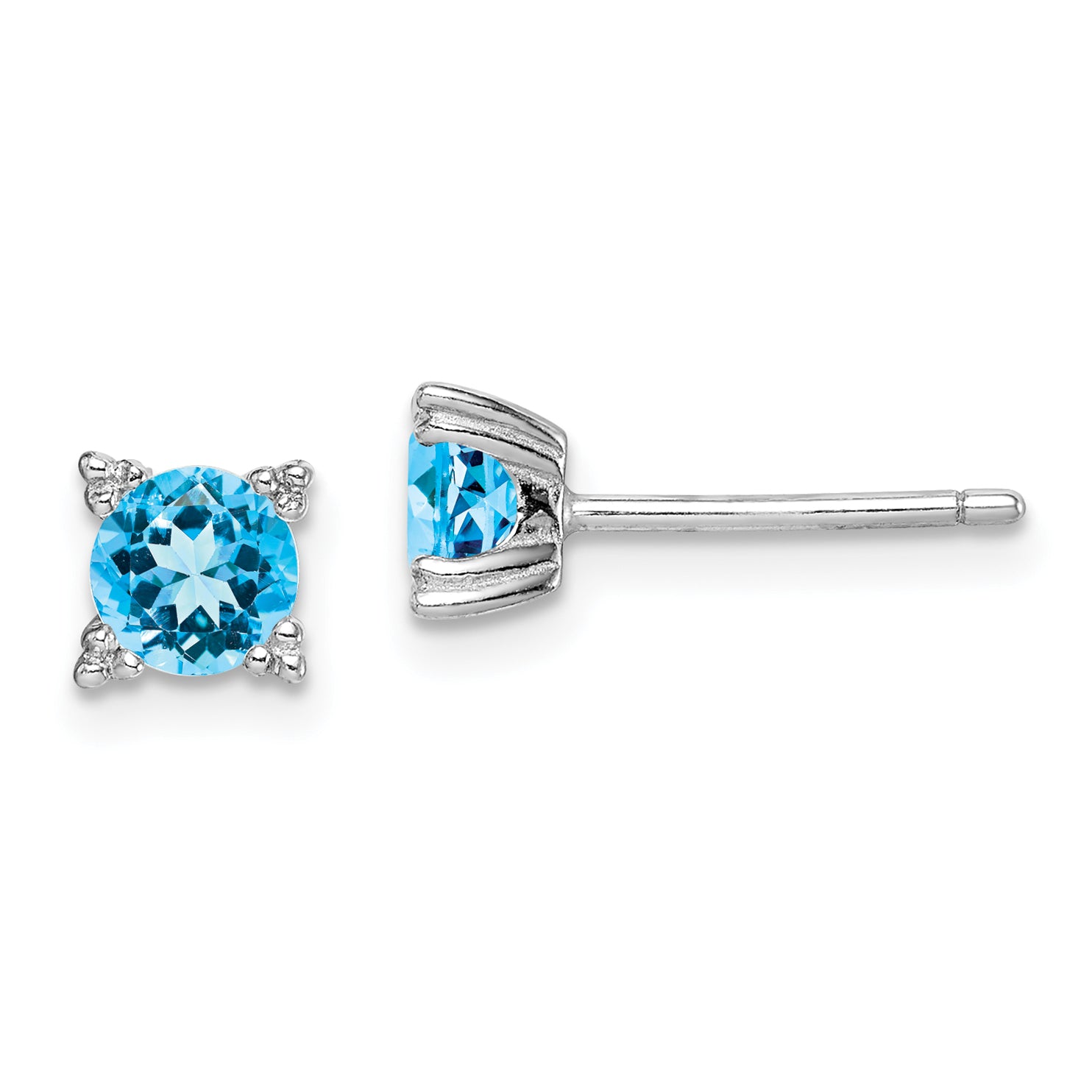 Sterling Silver Rhodium-plated Round 5mm Blue Topaz Post Earrings Main image