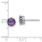 Sterling Silver Rhodium-plated 6mm Polished Amethyst Post Earrings
