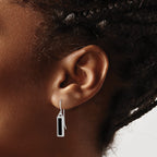 Onyx Bar Dangle Earrings in Sterling Silver, 3x13mm - Sophia Jewelers