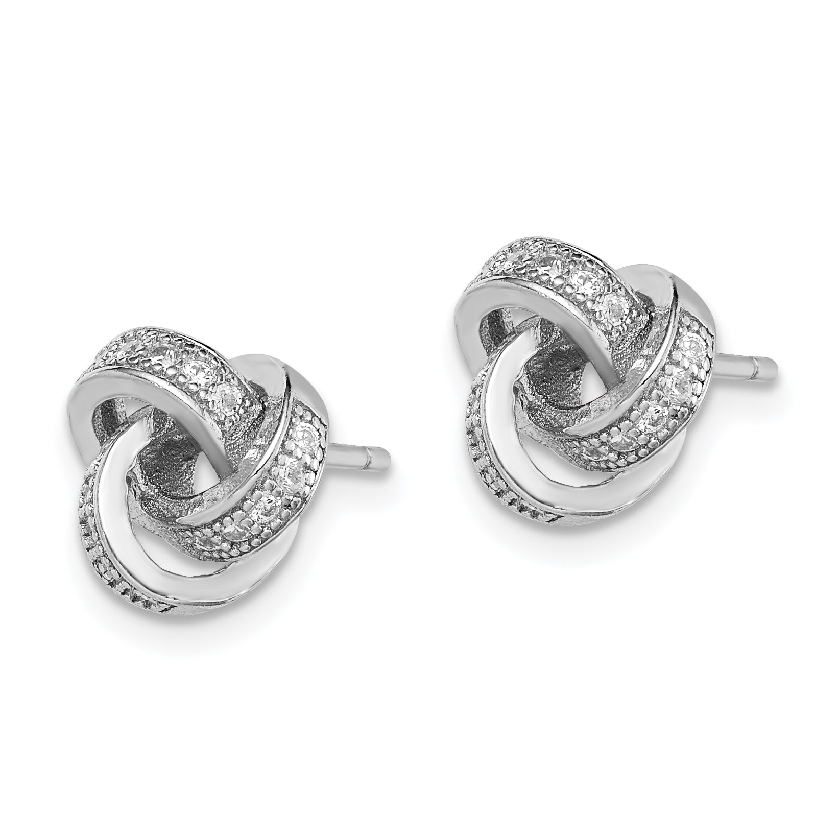 Sterling Silver Rhodium-plated Polished CZ Love Knot Post Earrings Secondary image