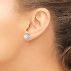 Freshwater Pearl & Cubic Zirconia Stud Earrings in Sterling Silver, 9.8x9.9mm - Sophia Jewelers