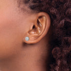 Mother of Pearl & Cubic Zirconia Halo Stud Earrings in Sterling Silver, 5-6mm - Sophia Jewelers