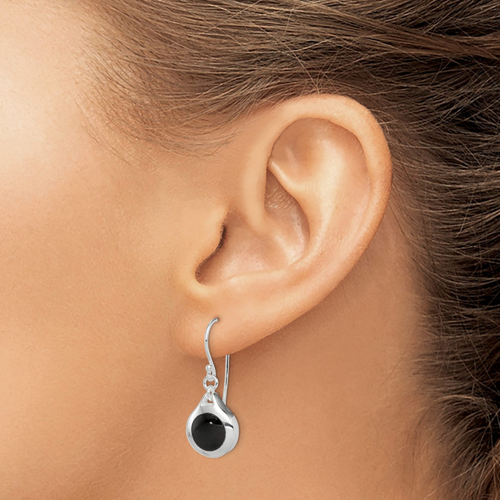 Onyx Teardrop Dangle Earrings in Sterling Silver, 8mm - Sophia Jewelers