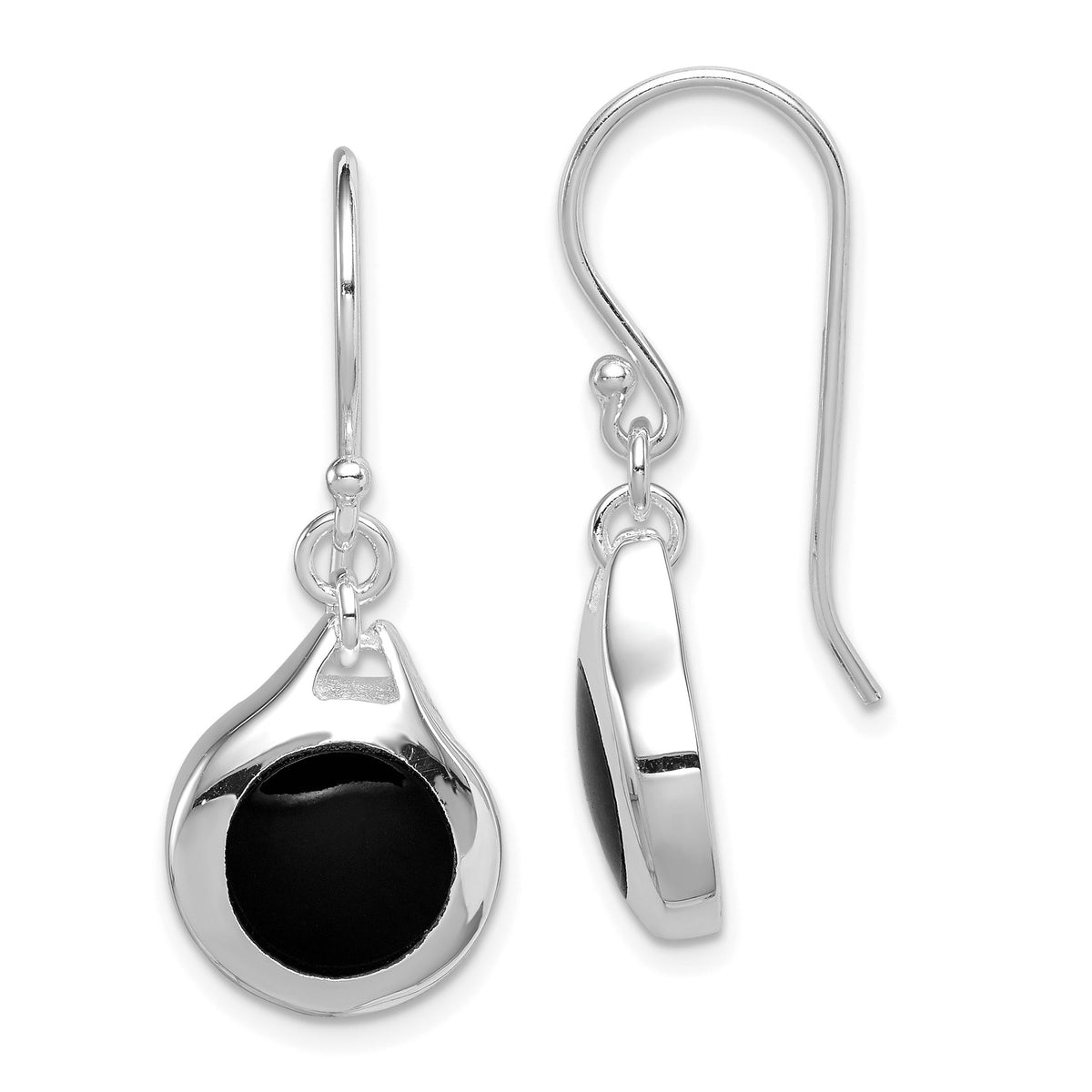 Onyx Teardrop Dangle Earrings in Sterling Silver, 8mm - Sophia Jewelers Main image