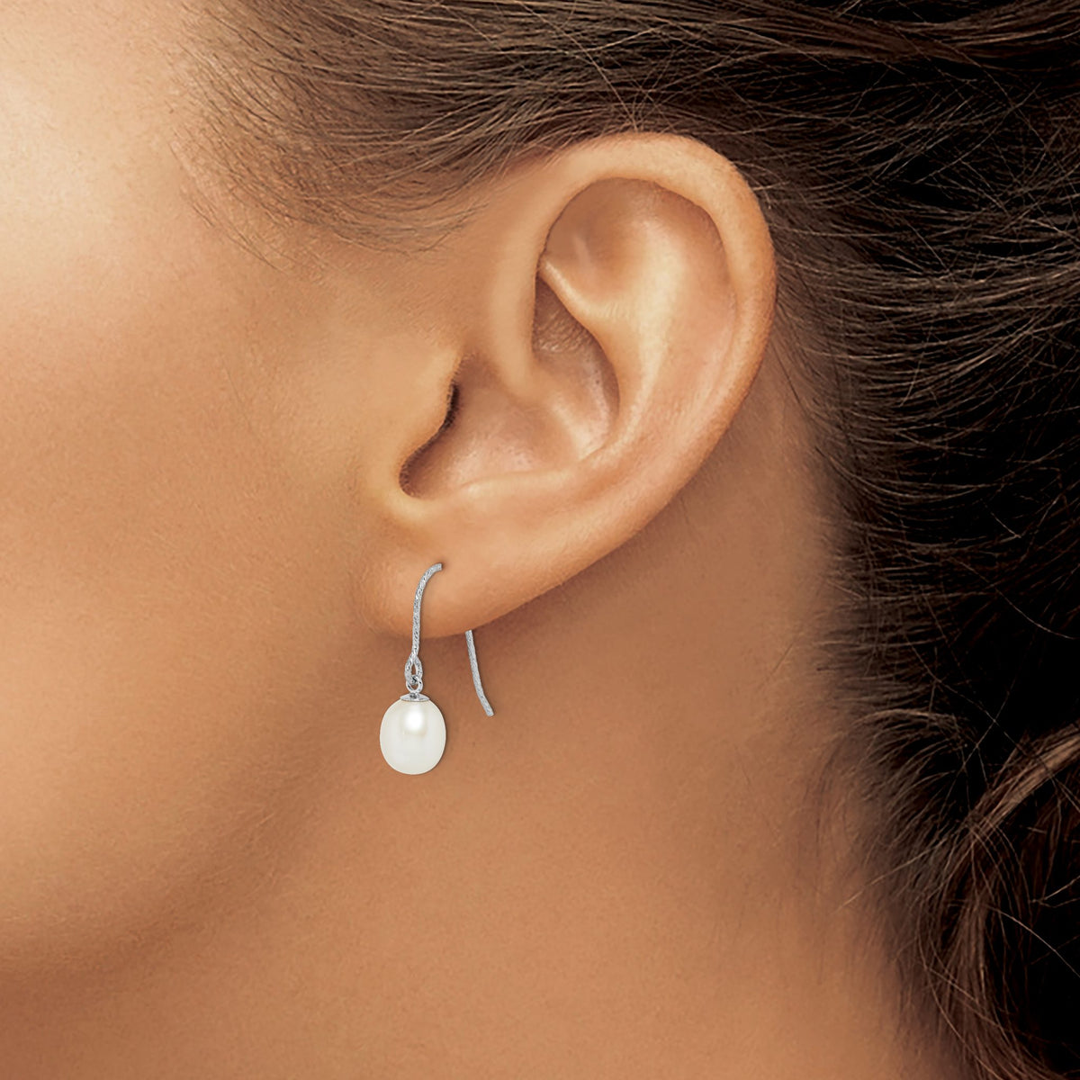 White Teardrop Freshwater Pearl Dangle Earrings in Sterling Silver - Sophia Jewelers