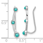 Sterling Silver Rhodium-plated Created Turquoise Ear Climber Earrings
