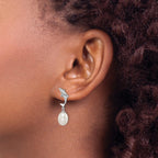 Rice Freshwater Pearl Dolphin Stud Dangle Earrings in Sterling Silver - Sophia Jewelers