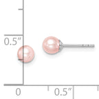 Sterling Silver Madi K Rhodium-plated 4-5mm Pink Round Freshwater Cultured Pearl Post Earrings
