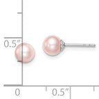 Sterling Silver Madi K Rhodium-plated 5-6mm Pink Round Freshwater Cultured Pearl Post Earrings