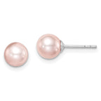 Sterling Silver Rhodium-Plated 6-7mm Pink Freshwater Cultured Pearl Stud Earrings
