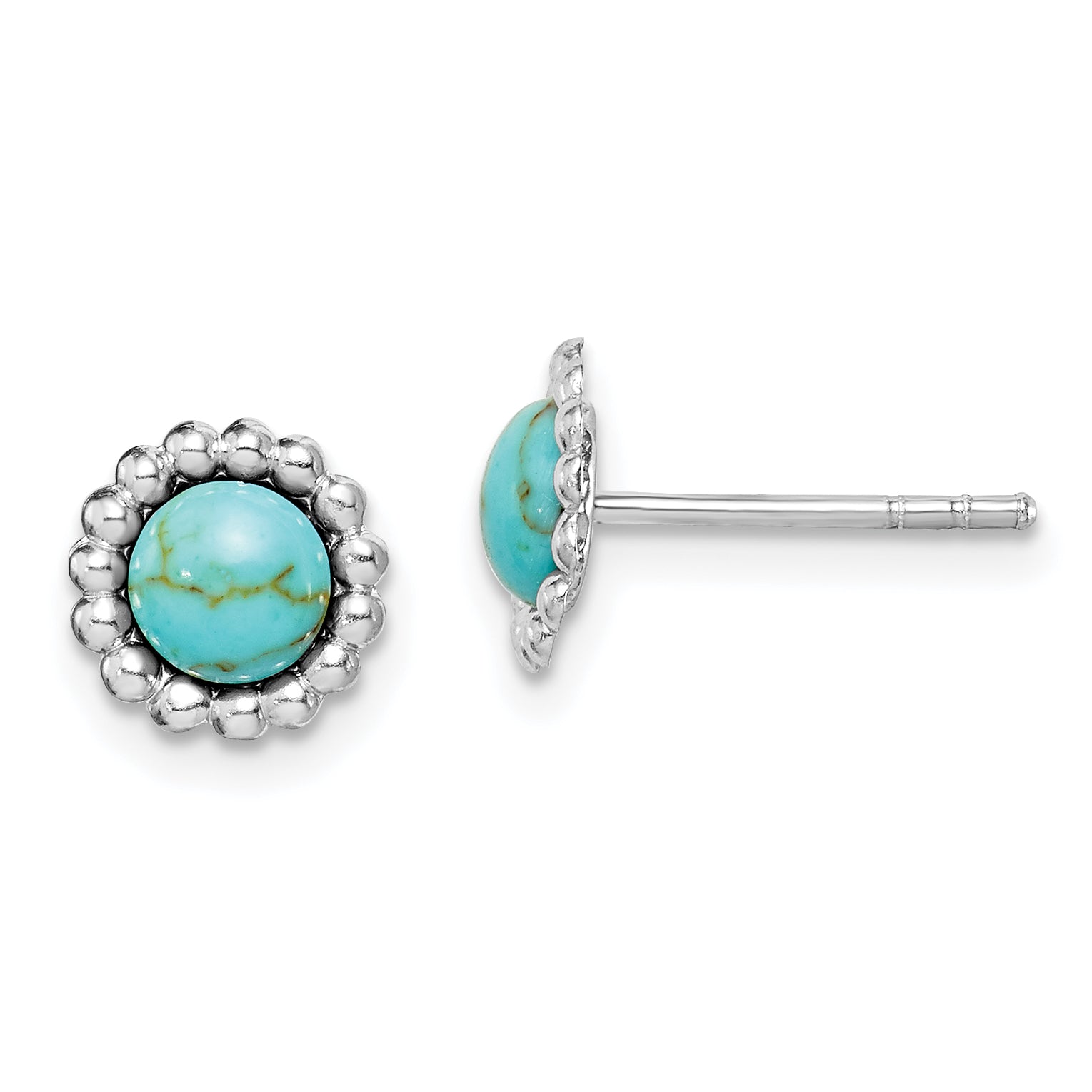 Sterling Silver Rhodium-plated Created Turquoise Post Earrings Main image