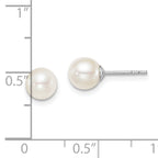 Sterling Silver Rhodium-Plated 6-7mm White Freshwater Cultured Pearl Stud Earrings
