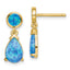 Sterling Silver Gold-tone Created Blue Opal Teardrop Post Dangle Earrings