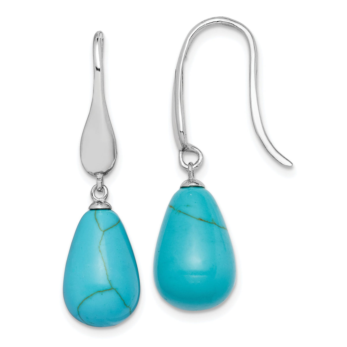 Turquoise Teardrop Dangle Earrings in Sterling Silver, 9.5x15mm - Sophia Jewelers Main image