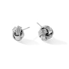 Love Knot Stud Earrings in Sterling Silver, 10.7mm Textured - Sophia Jewelers