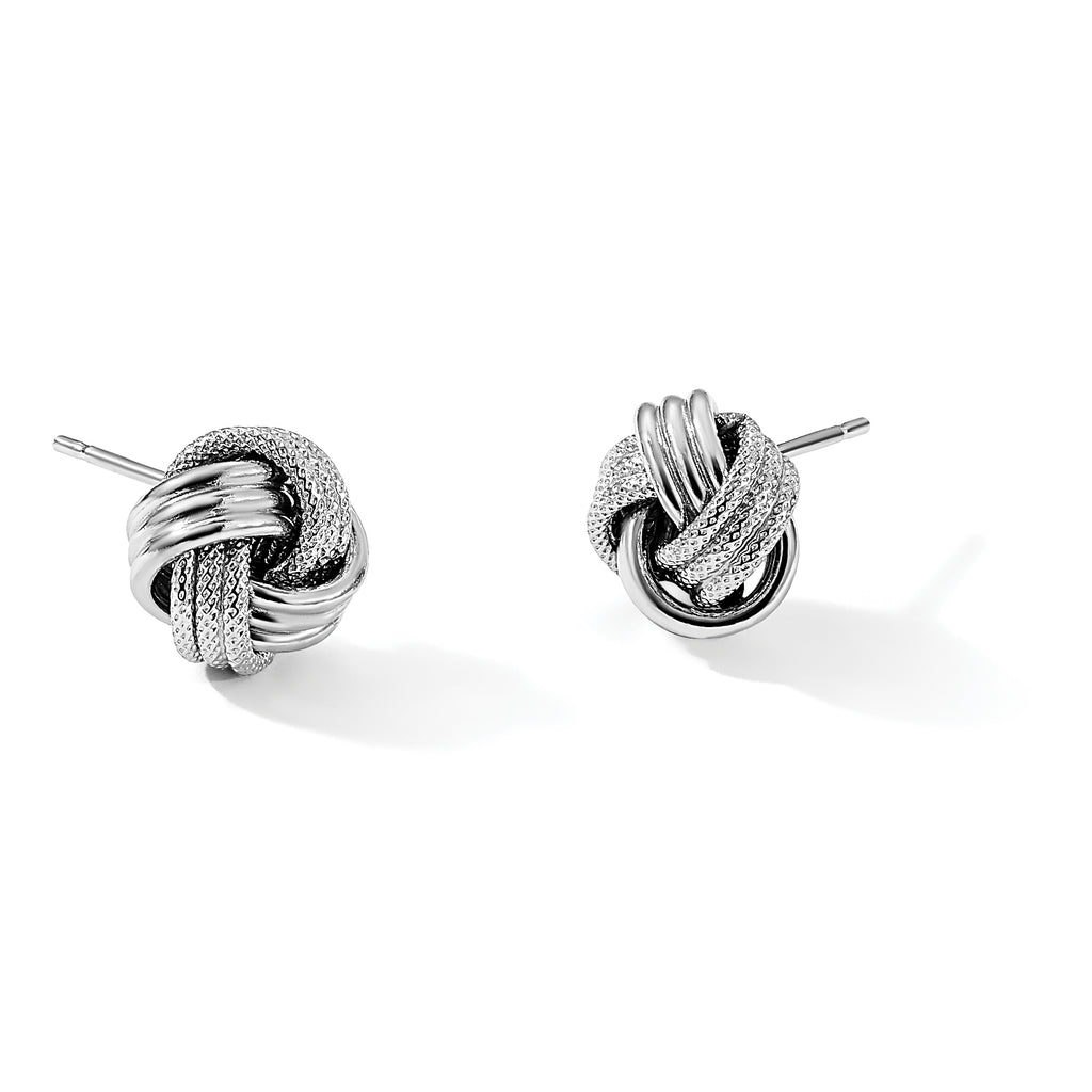 Love Knot Stud Earrings in Sterling Silver, 10.7mm Textured - Sophia Jewelers