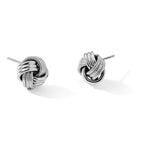 Love Knot Stud Earrings in Sterling Silver, 10.7mm Textured - Sophia Jewelers