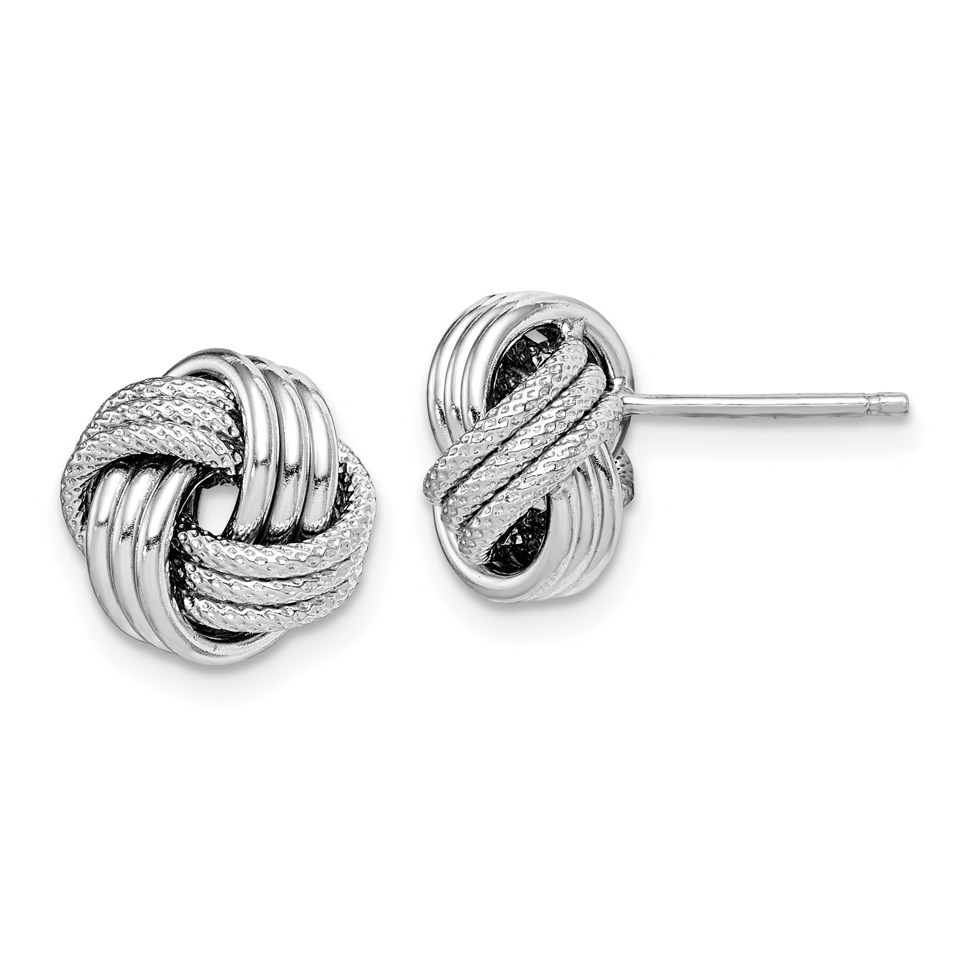 Sterling Silver Rhodium-plated Textured Love Knot Post Earrings Main image
