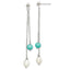 Sterling Silver Rhod-pltd Turquoise/FWC Pearl Chain Post Dangle Earrings