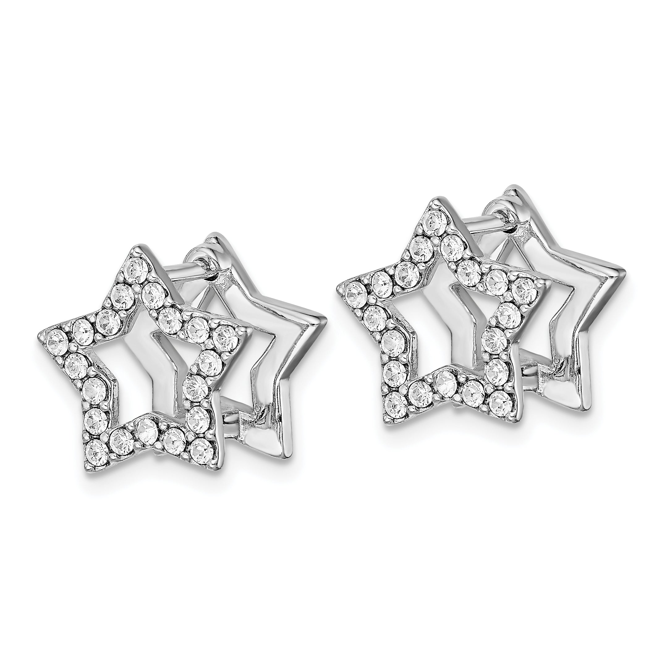 Sterling Silver RH-plate Yellow Enamel Star Crystal Hinged Earrings Secondary image