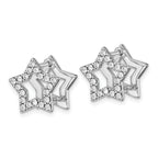 Sterling Silver RH-plate Yellow Enamel Star Crystal Hinged Earrings