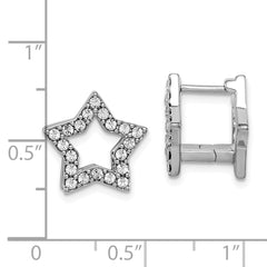 Sterling Silver RH-plate Yellow Enamel Star Crystal Hinged Earrings