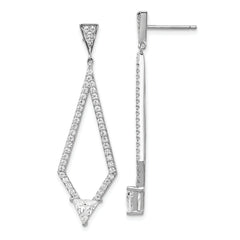 Sterling Shimmer Sterling Silver Rhodium-plated 94 Stone CZ Diamond Shaped Post Dangle Earrings