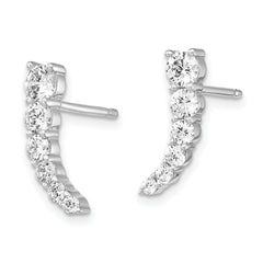 Sterling Shimmer Sterling Silver Rhodium-plated 12 Stone CZ Post Dangle Earrings