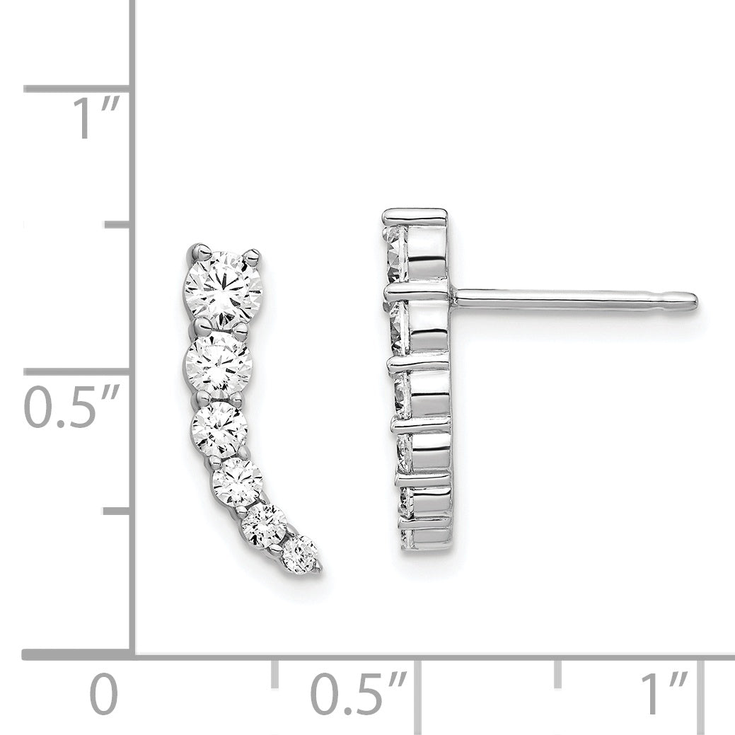 Sterling Shimmer Sterling Silver Rhodium-plated 12 Stone CZ Post Dangle Earrings