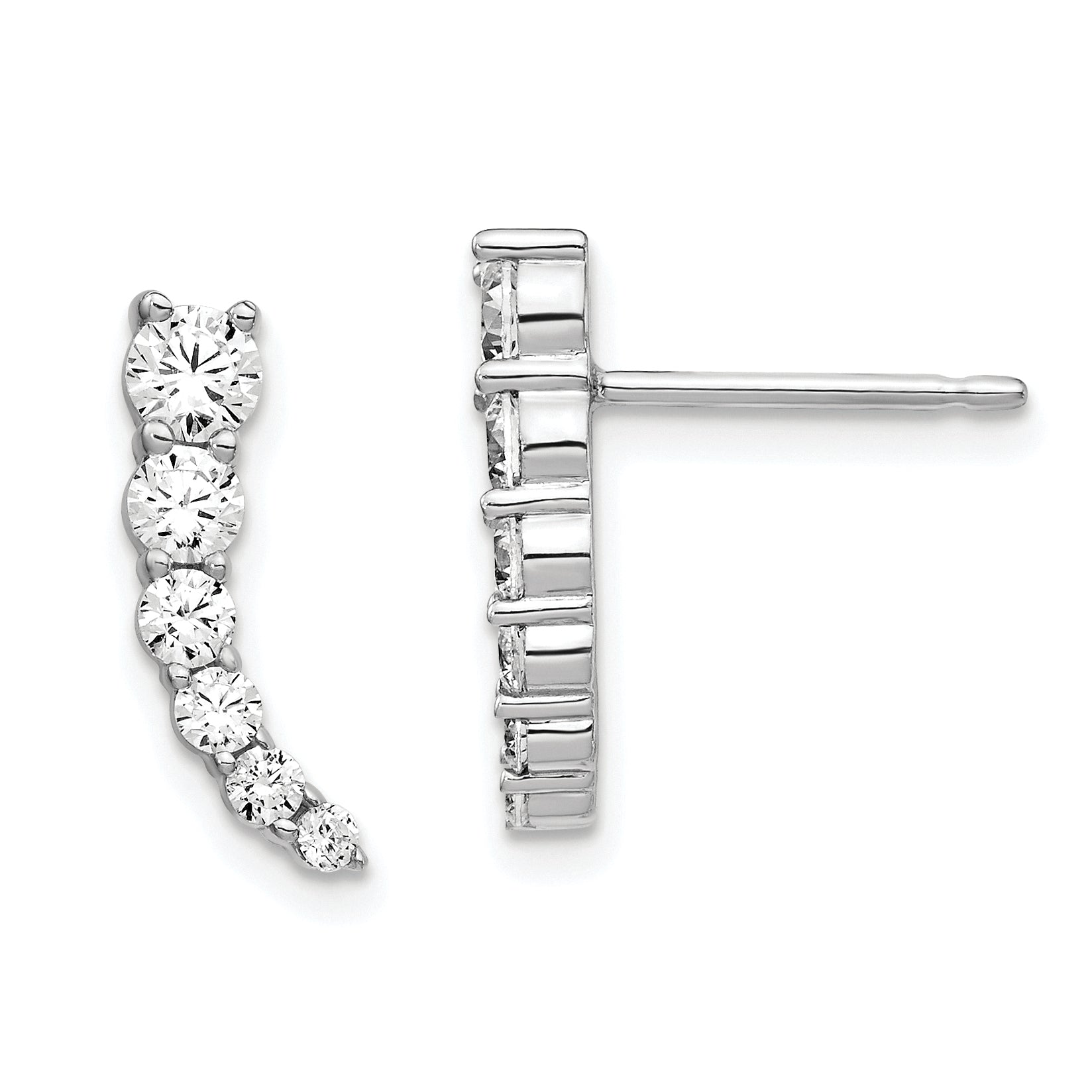 Sterling Shimmer Sterling Silver Rhodium-plated 12 Stone CZ Post Dangle Earrings Main image