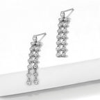 30-Stone Cubic Zirconia Two-Strand Stud Dangle Earrings in Sterling Silver, 6.9mm - Sophia Jewelers