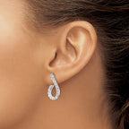 Cubic Zirconia Front and Back Teardrop Hoop Earrings in Sterling Silver, 22mm - Sophia Jewelers
