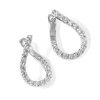 Cubic Zirconia Front and Back Teardrop Hoop Earrings in Sterling Silver, 22mm - Sophia Jewelers