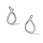 Cubic Zirconia Front and Back Teardrop Hoop Earrings in Sterling Silver, 22mm - Sophia Jewelers