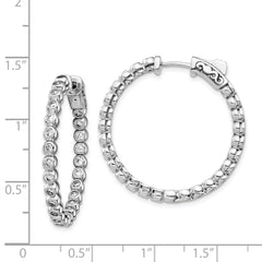 Sterling Shimmer Sterling Silver Rhodium-plated 50 Stone 1.7mm CZ In and Out Round Hinged Hoop Earrings
