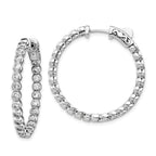 Sterling Shimmer Sterling Silver Rhodium-plated 50 Stone 1.7mm CZ In and Out Round Hinged Hoop Earrings