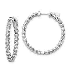 Sterling Shimmer Sterling Silver Rhodium-plated 50 Stone 1.7mm CZ In and Out Round Hinged Hoop Earrings