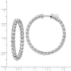 Sterling Shimmer Sterling Silver Rhodium-plated 52 Stone 2.3mm CZ In and Out Round Hinged Hoop Earrings